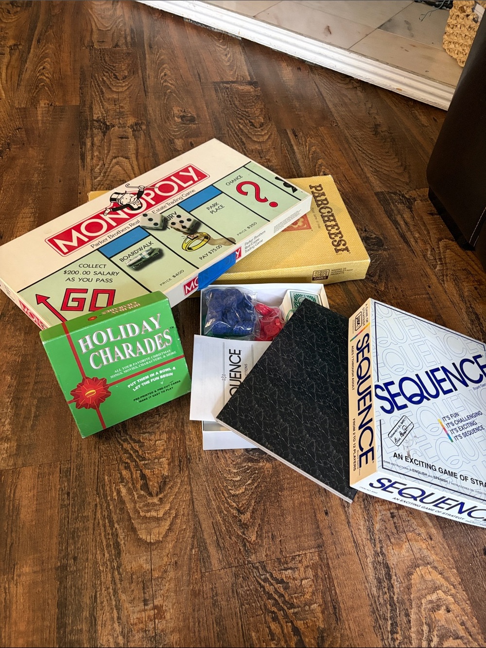 Hasbro Monopoly & Sequence Game, Parcheesi, 
& Charades